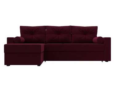 Угловой диван-кровать Верона бордового цвета левый угол