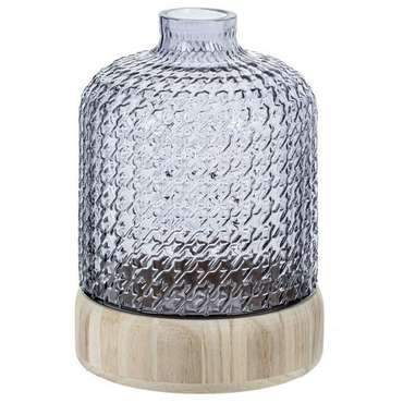Стеклянная ваза с деревянной подставкой