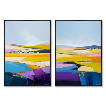 Набор из двух репродукций картин Landscape Collection, Lines of fields, 2024г.