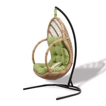Подвесное кресло Лучиано бежево-зеленого цвета