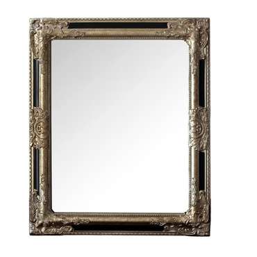 Настенное зеркало в раме серебристо-черного цвета 