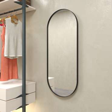 Дизайнерское настенное зеркало Nolvis M в тонкой металлической раме черного цвета