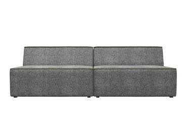 Прямой модульный диван Монс серого цвета с коричневым кантом