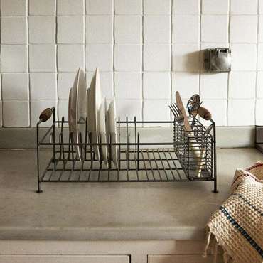 Сушилка для посуды из железа и дерева акации