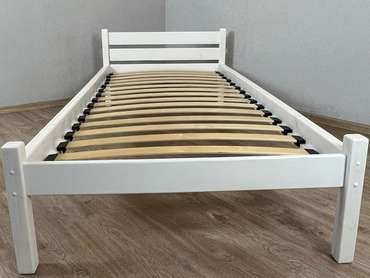 Кровать Классика сосновая с ортопедическим основанием 90х190 белого цвета