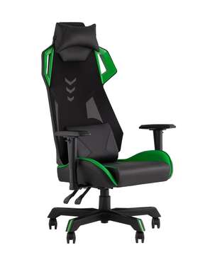 Кресло офисное Top Chairs Рэтчэт черно-зеленого цвета