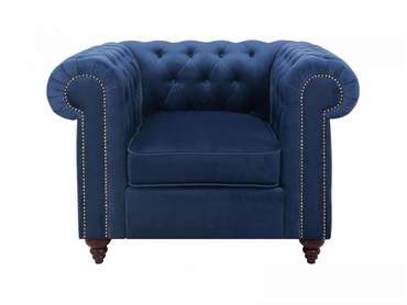 Кресло Chester Classic синего цвета с черными ножками 