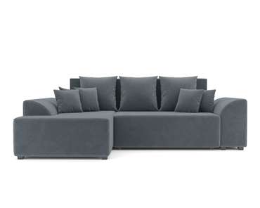 Угловой диван-кровать Каскад серо-синего цвета левый угол