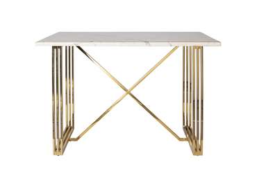 Барный стол со стальным основанием золотого цвета