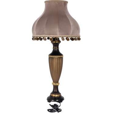 Настольная лампа Ваза Ребристая цвета капучино на бронзовом основании
