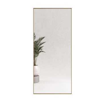 Дизайнерское настенное зеркало Halfeo Slim XL в тонкой раме золотого цвета