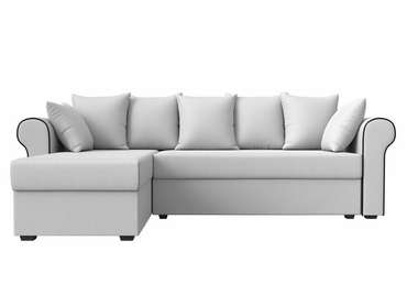 Угловой диван-кровать Рейн белого цвета (экокожа) левый угол