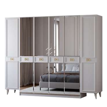 Шкаф Валенсия белого цвета с золотом