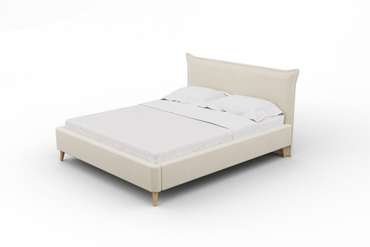 Кровать Олимпия 140x190 на деревянных ножках белого цвета