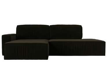 Угловой диван-кровать Прага модерн коричневого цвета левый угол