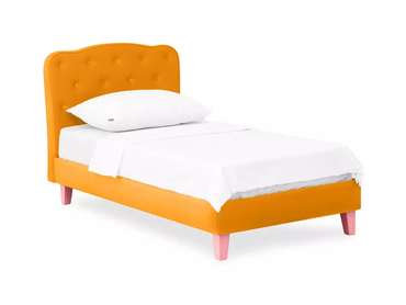 Кровать Candy 80х160 желтого цвета с розовыми ножками