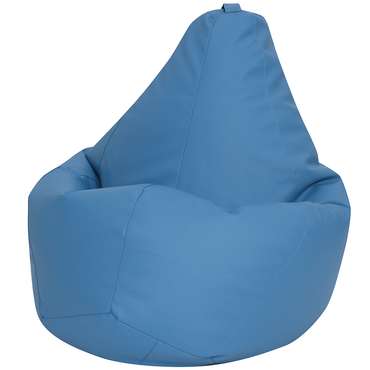 Кресло-мешок Груша 3XL в обивке из экокожи темно-голубого цвета 