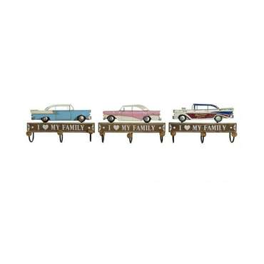 Настенная вешалка 29 x 8 x 17 cm Металл Vintage Деревянный MDF (3 Предметы)