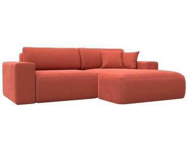 Угловой диван-кровать Лига 036 Классик кораллового цвета правый угол