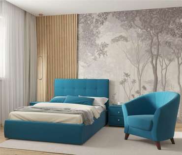 Кровать Selesta 120х200 с матрасом синего цвета