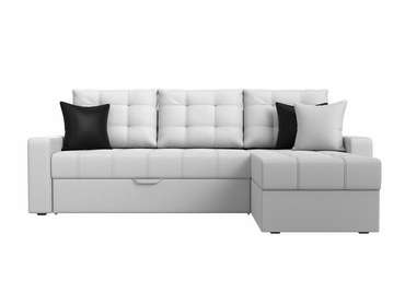 Угловой диван-кровать Ливерпуль белого цвета (экокожа) правый угол