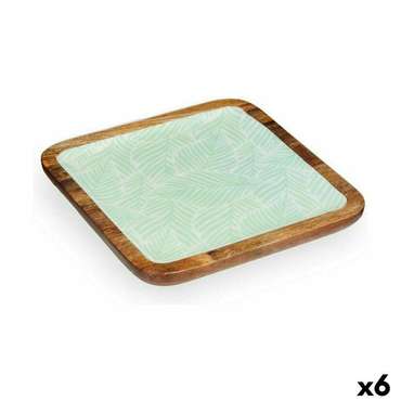 Блюдо Белый Коричневый Зеленый Лист растения 25 x 25  (6 штук)