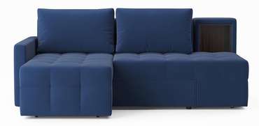 Угловой диван-кровать Кельн темно-синего цвета левый