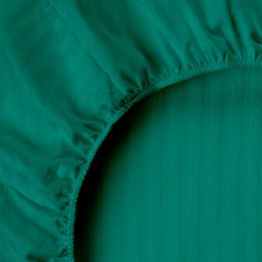 Простыня на резинке 'HoReCa' 180х200х20, страйп-сатин, 100 % хлопок, пл. 125 гр./кв. м., 'Изумруд'