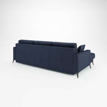 Угловой диван-кровать Наоми темно-синего цвета левый