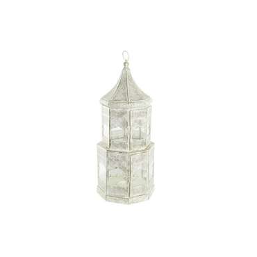 Фонарь DKD Home Decor 2 штук Белый Позолоченный Металл Стеклянный Араб Отделка состаренная 30 x 30 x 71 cm (2 штук)