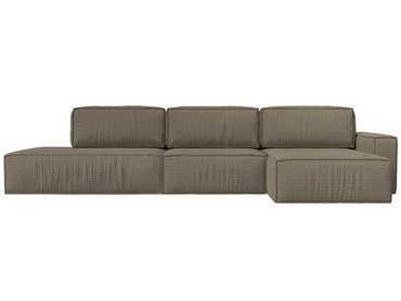 Угловой диван-кровать Прага модерн лонг бежево-коричневого цвета правый угол