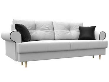 Прямой диван-кровать Сплин белого цвета (экокожа)
