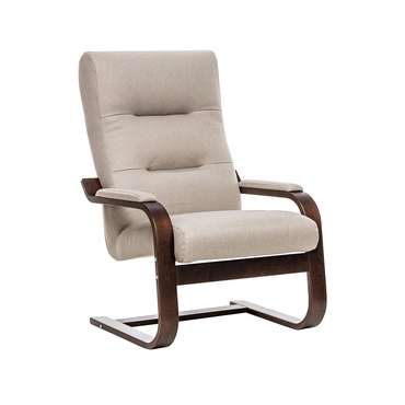 Кресло Оскар бежевого цвета с коричневым основанием