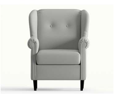 Кресло из велюра Леон светло-серого цвета