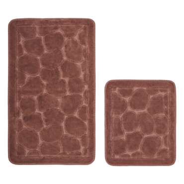 Набор из двух ковриков для ванной Hali бордово-коричневого цвета