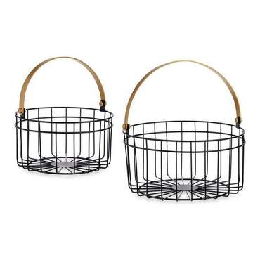Корзина Чёрный Позолоченный Металл 25 x 27 x 25  (2 pcs)