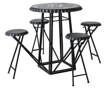 Набор-трансформер из стола и четырех стульев черного цвета