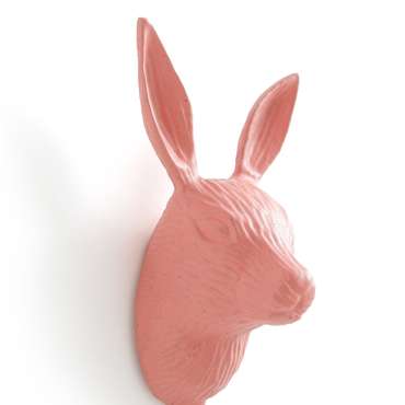 Вешалка-крючок настенная в виде зайца Malou розового цвета