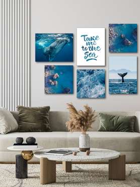 Набор из шести постеров Море и кит 75х105 на холсте