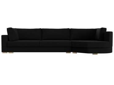 Угловой диван-кровать Лига 026 черного цвета правый угол