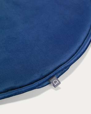 Круглая бархатная подушка на стул Rimca синего цвета