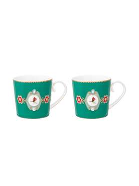 Набор из двух маленьких кружек Love Birds Medallion Emerald зеленого цвета