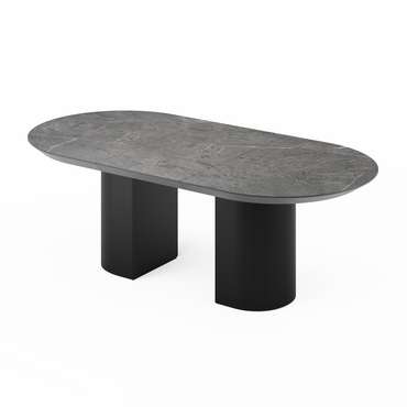 Раздвижной обеденный стол Гиртаб S со столешницей черно-серого цвета