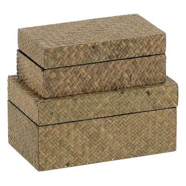 Набор декоративных коробок Бежевый Натуральный DMF 25 x 15 x 12 cm (2 штук)