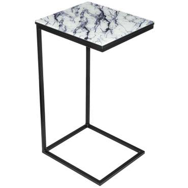 Кофейный столик Геркулес со стеклянной столешницей цвета белый мрамор