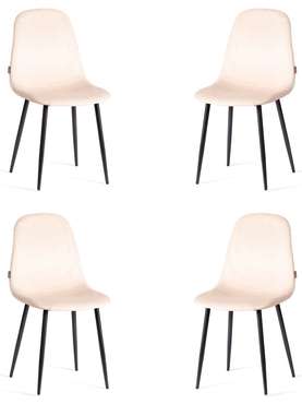 Комплект из четырех стульев Breeze кремового цвета с черными ножками
