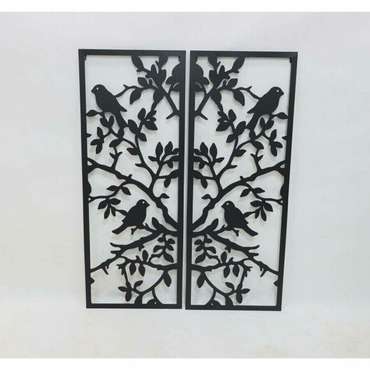Настенный декор DKD Home Decor (2 Предметы) Металл птицы Shabby Chic (35 x 1,3 x 91 cm)