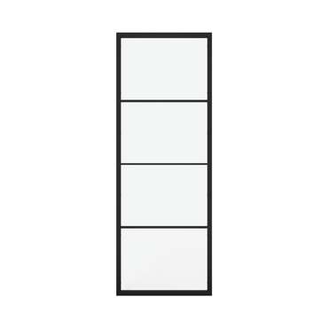 Металлическая перегородка Zonigue 90х220 черного цвета с бесцветным стеклом