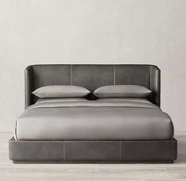 Кровать Alessia Leather 200x200 серого цвета