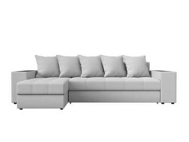 Угловой диван-кровать Дубай белого цвета (экокожа) левый угол